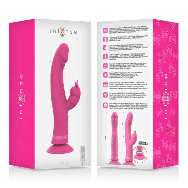 INTENSE - JULIO VIBRADOR CONEJO DE SILICONA ROSA - Imagen 8