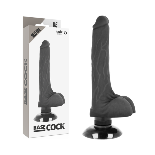 BASECOCK - VIBRADOR REALISTA 2-1 NEGRO 18.5 CM NEGRO TALLA 1