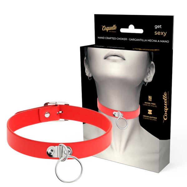 COQUETTE CHIC DESIRE - COLLAR DE PIEL VEGANA ROJA ACCESORIO FETISH MUJER - Imagen 2