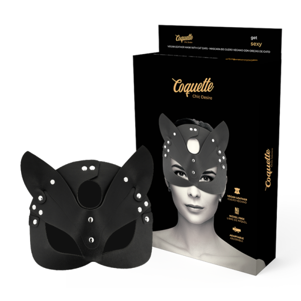 COQUETTE CHIC DESIRE - MASCARILLA DE CUERO VEGANO CON OREJAS DE GATO