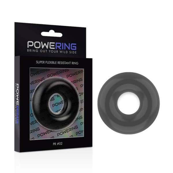 POWERING - ANILLO PARA EL PENE SUPER FLEXIBLE Y RESISTENTE 4,5 CM NEGRO - Imagen 6