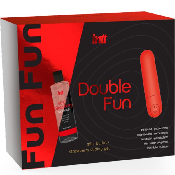 LANZAMIENTOS INTT - KIT DOBLE FUN CON BALA VIBRANTE Y GEL DE MASAJE DE FRESA