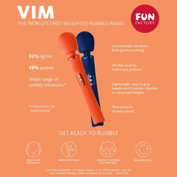 FUN FACTORY - VIM RUMBLE VIBRATORIO DE SILICONA RECARGABLE HEAVY DUTY SUNRISE NARANJA NARANJA TALLA 1 - Imagen 6