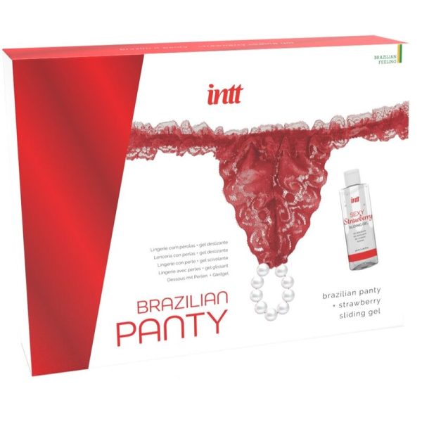 LANZAMIENTOS INTT - PANTALÓN ROJO BRASILEÑO CON PERLAS Y GEL LUBRICANTE 50 ML