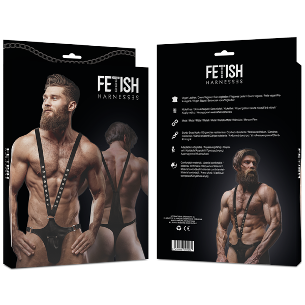 FETISH ACTITUD SUMISA - ARNÉS DE CUERO ECO EN FORMA DE V PARA HOMBRE - Imagen 6