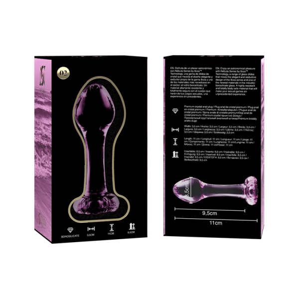 SERIE NEBULA BY IBIZA - MODELO 2 PLUG ANAL CRISTAL BOROSILICATO 11 X 3,5 CM ROSA - Imagen 5