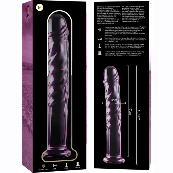 NEBULA SERIES BY IBIZA - MODELO 16 DILDO DE CRISTAL BOROSILICATO 18,5 X 3 CM ROSA - Imagen 5