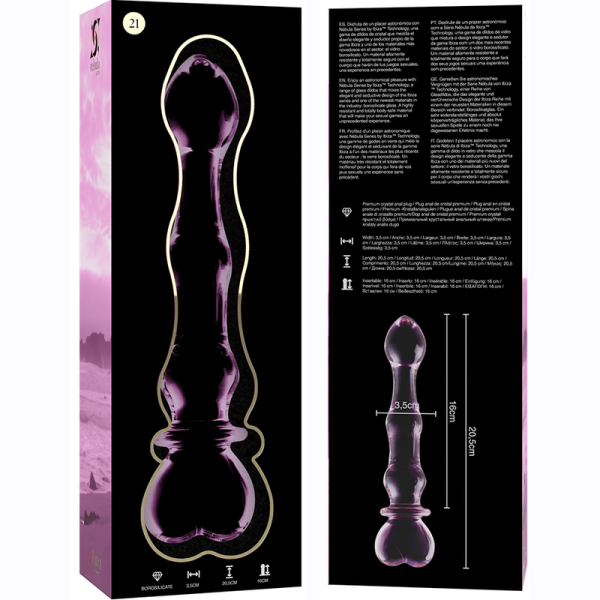 NEBULA SERIES BY IBIZA - MODELO 21 DILDO DE CRISTAL BOROSILICATO 20,5 X 3,5 CM ROSA - Imagen 5