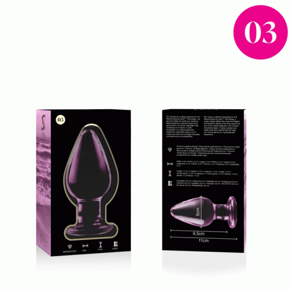 SERIE NEBULA BY IBIZA - PLUG ANAL MODELO 3 CRISTAL BOROSILICATO 11 X 5 CM ROSA