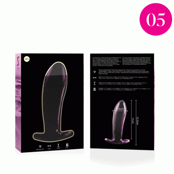 SERIE NEBULA BY IBIZA - PLUG ANAL MODELO 5 CRISTAL BOROSILICATO 12,5 X 3,5 CM ROSA