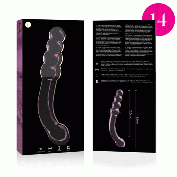 NEBULA SERIES BY IBIZA - MODELO 14 DILDO DE CRISTAL BOROSILICATO 18,5 X 3 CM ROSA