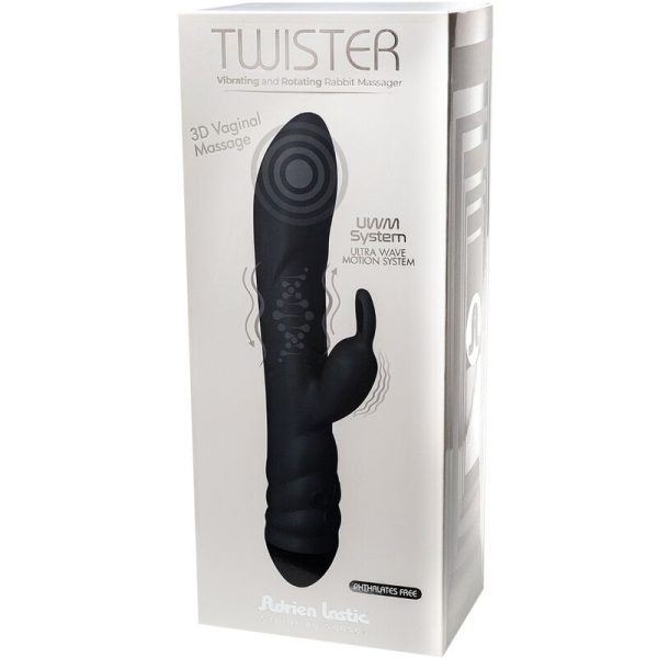 ADRIEN LASTIC - TWISTER VIBRADOR Y MASAJEADOR ROTADOR CONEJO NEGRO - Imagen 6