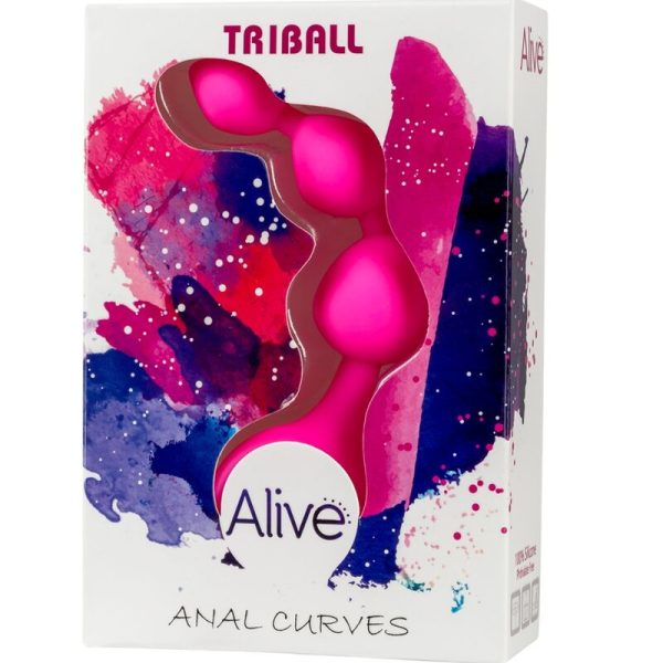 ALIVE - BOLAS ANALES DE SILICONA ROSA TRIBALL 15 CM - Imagen 2