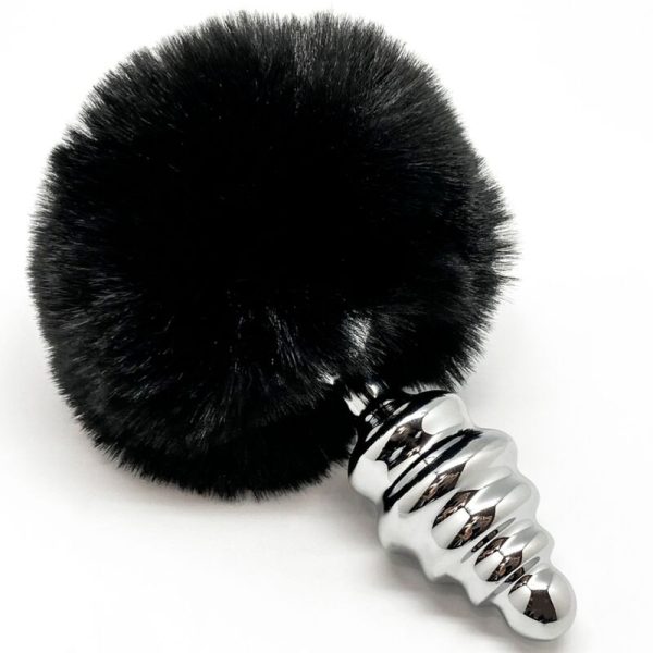 ALIVE - PLUG DE PLACER ANAL ESPIRAL METAL FLUFFY NEGRO TALLA M