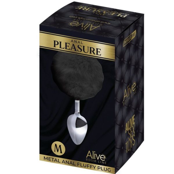 ALIVE - PLUG DE PLACER ANAL ESPIRAL METAL FLUFFY NEGRO TALLA M - Imagen 3