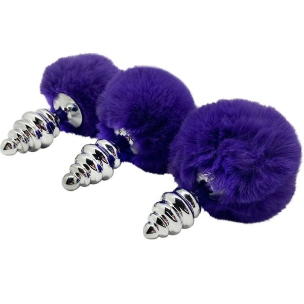 ALIVE - PLUG DE PLACER ANAL ESPIRAL METAL FLUFFY VIOLETA OSCURO TALLA L - Imagen 4