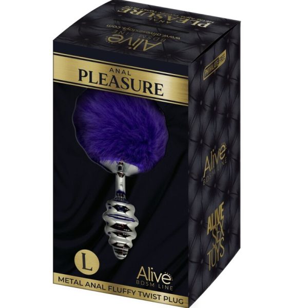 ALIVE - PLUG DE PLACER ANAL ESPIRAL METAL FLUFFY VIOLETA OSCURO TALLA L - Imagen 5