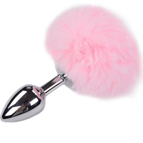 ALIVE - PLUG DE PLACER ANAL LISO METAL FLUFFY ROSA TALLA L