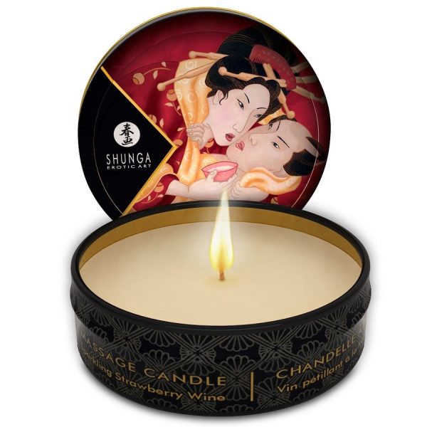 SHUNGA - VELA DE MASAJE MINI CARESS BY CANDELIGHT FRESAS Y CAVA 30 ML