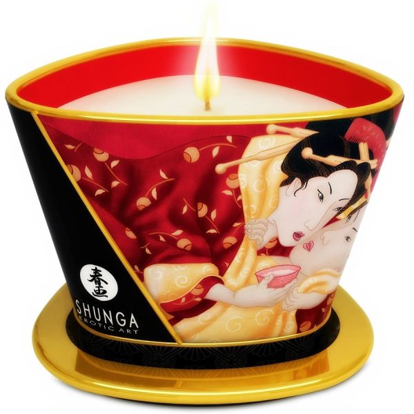 SHUNGA - VELA DE MASAJE MINI CARESS BY CANDELIGHT FRESAS Y CAVA 170 ML