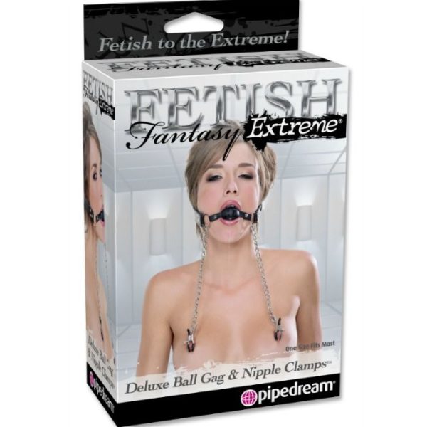 FETISH FANTASY EXTREME - MORDAZA DE BOLA Y PINZAS DE LUJO