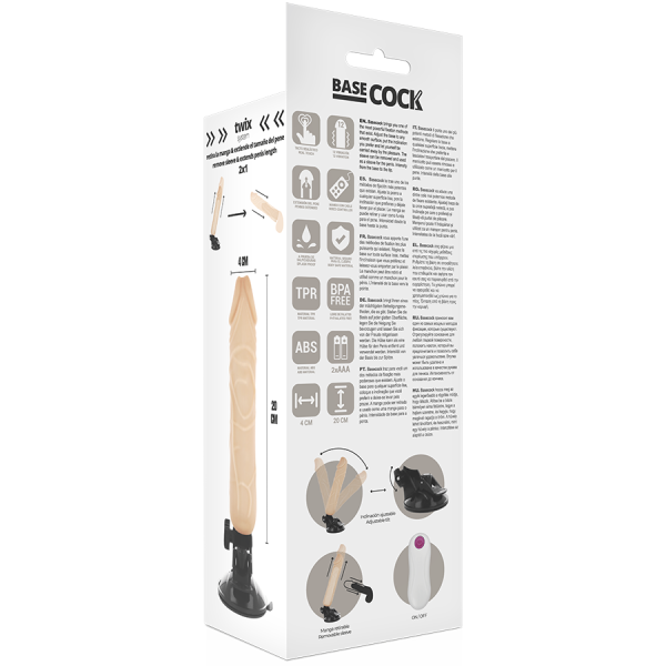 BASECOCK - VIBRADOR REALISTA CON CONTROL REMOTO 20 CM - Imagen 4