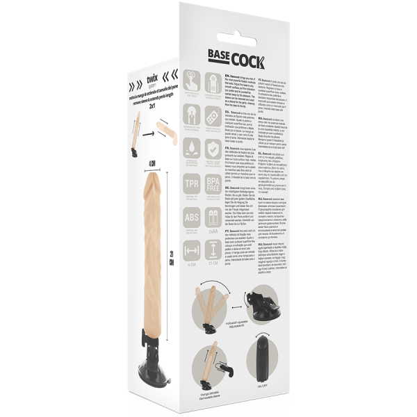 BASECOCK - VIBRADOR REALISTA MANDO A DISTANCIA 21 CM - Imagen 4