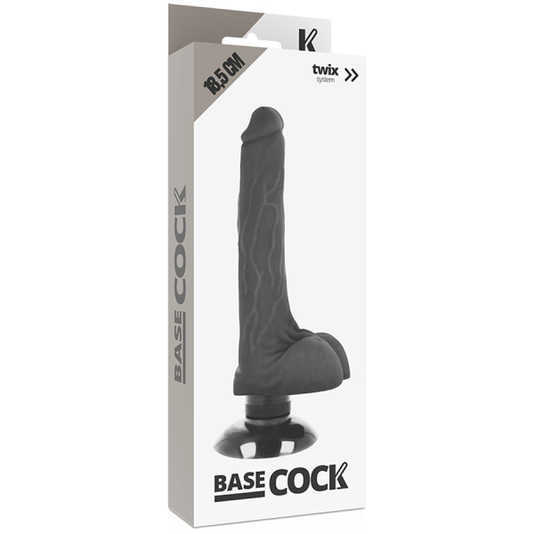 BASECOCK - VIBRADOR REALISTA 2-1 NEGRO 18.5 CM NEGRO TALLA 1 - Imagen 4