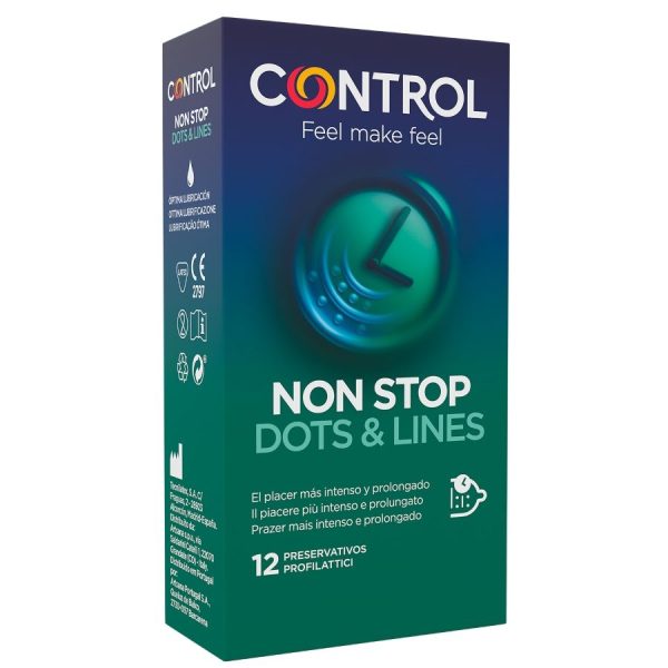 CONDONES CONTROL NONSTOP DOTS AND LINES 12 UNIDADES