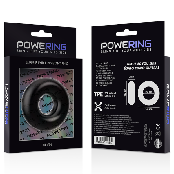 POWERING - ANILLO PARA EL PENE SUPER FLEXIBLE Y RESISTENTE 4,5 CM NEGRO - Imagen 12