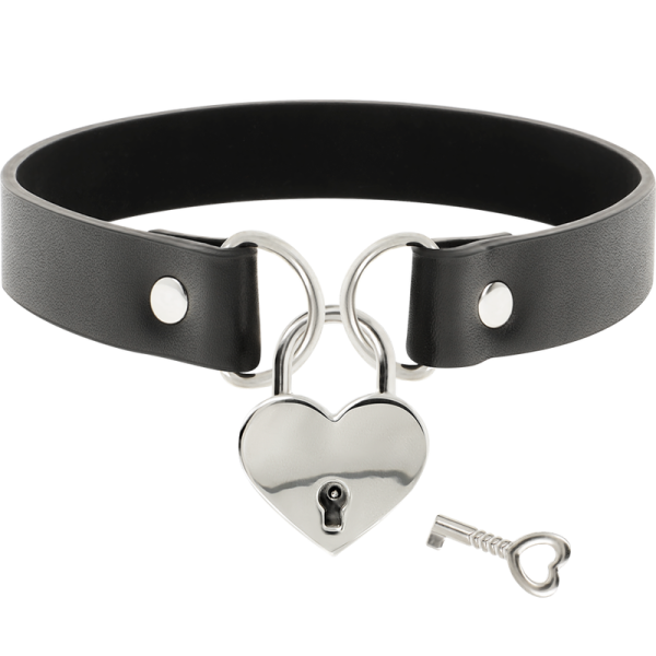 COQUETTE CHIC DESIRE - COLLAR DE PIEL VEGANA CORAZÓN ACCESORIO CON LLAVE - Imagen 3