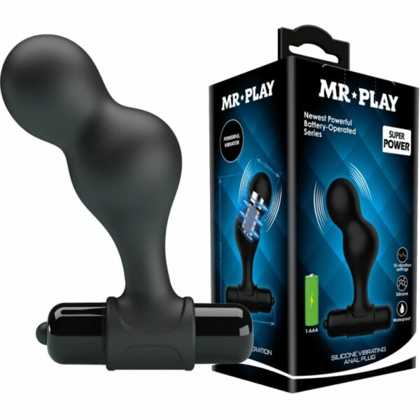 MR PLAY - PLUG ANAL VIBRANTE DE SILICONE PRETO