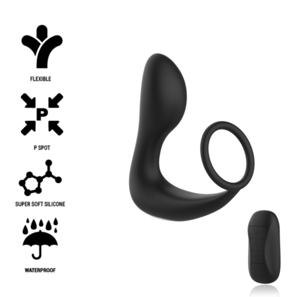 BLACK&SILVER - MASSAGER ANAL COM CONTROLE REMOTO SILICONE RECARREGÁVEL PRETO