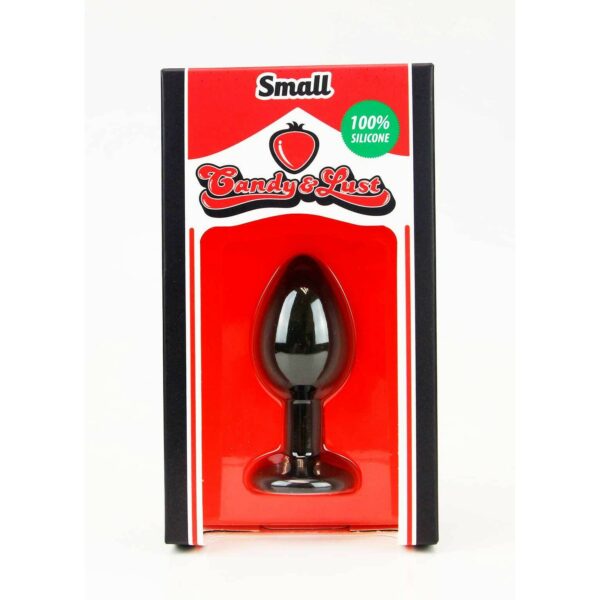 PLUG ANAL DE SILICONE PEQUENO COM JOIA PRETO CANDY LUST - Image 3