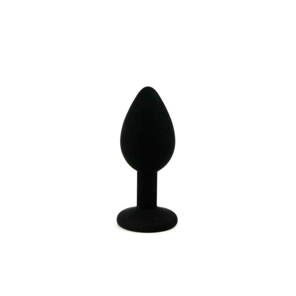 PLUG ANAL DE SILICONE PEQUENO COM JOIA PRETO CANDY LUST - Image 2