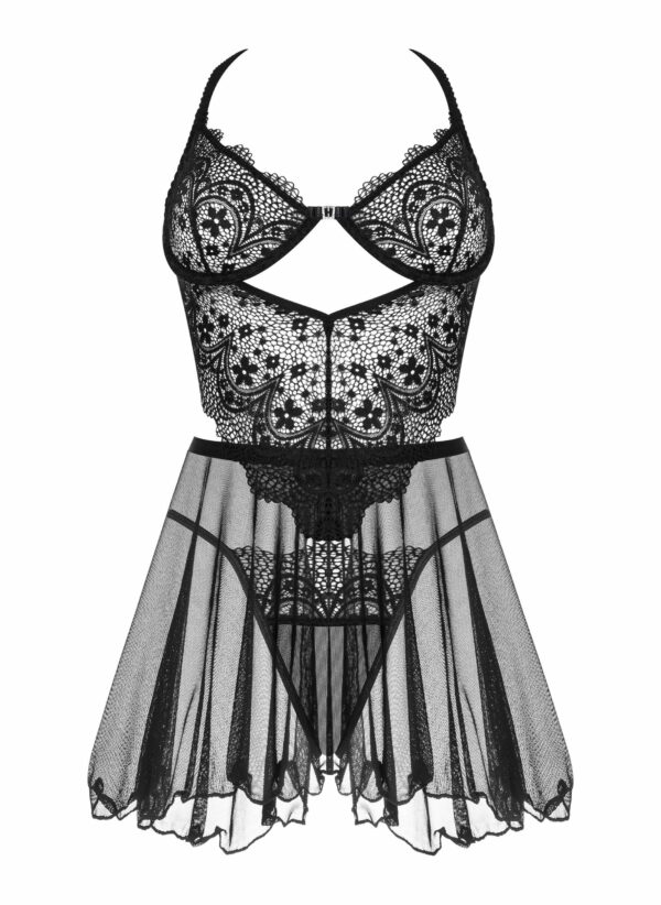 CAMISA DE NOITE E TANGA DARK MIRAGE PRETA BEAUTY NIGHT FASHION - Image 5