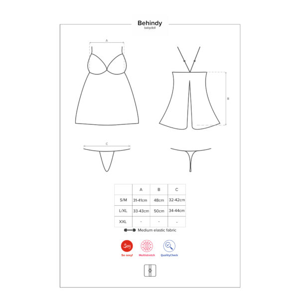 CAMISA DE NOITE E TANGA BEHINDY OBSESSIVE PRETA - Image 6