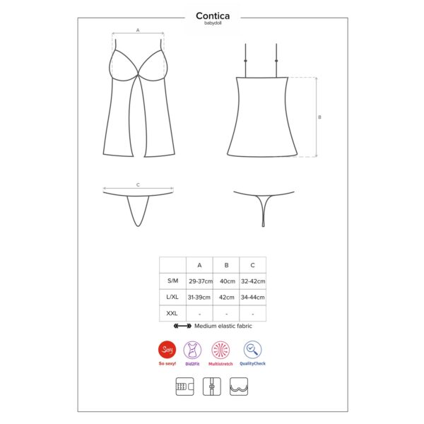 CAMISA DE NOITE E TANGA CONTICA OBSESSIVE PRETA - Image 7
