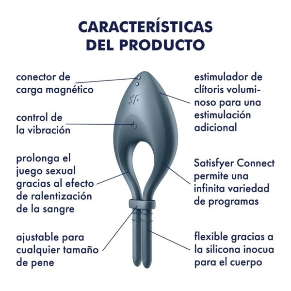 ANEL VIBRATÓRIO BULLSEYE COM APP SATISFYER AZUL ESCURO - Image 6