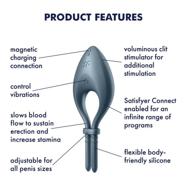 ANEL VIBRATÓRIO BULLSEYE COM APP SATISFYER AZUL ESCURO - Image 7