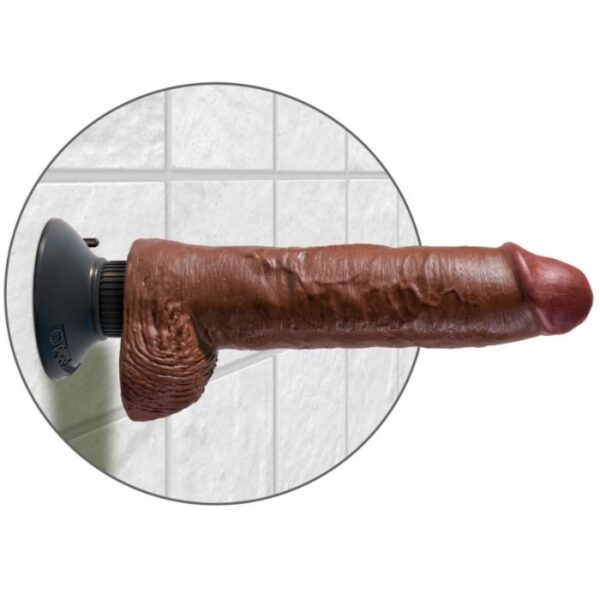 KING COCK 25,5 CM VIBRADOR COM BOLAS CASTANHO