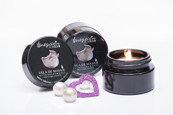 VELA COM FEROMONAS AROMA ENTRE LENÇÓIS 20ML TENTACIÓN PLAY SEX