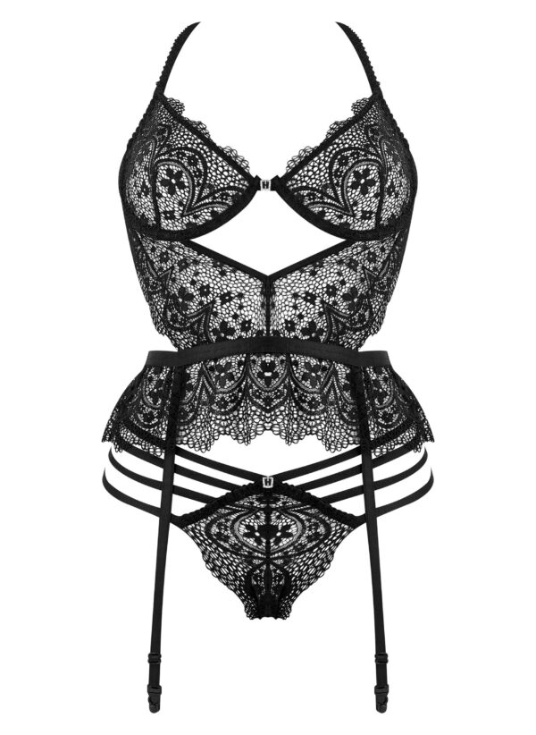 CORPETE E TANGA LACE TEMPTATION PRETO BEAUTY NIGHT FASHION - Image 5
