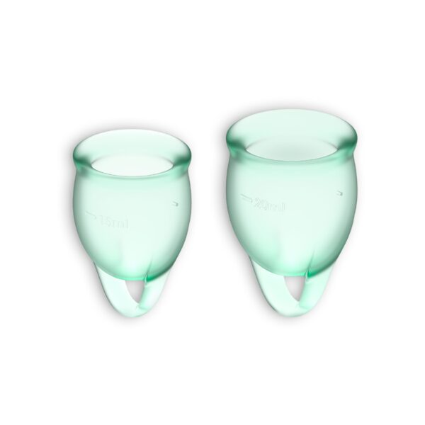CONJUNTO DE 2 COPOS MENSTRUAIS FEEL CONFIDENT SATISFYER VERDE CLARO - Image 2