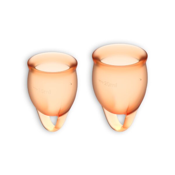 CONJUNTO DE 2 COPOS MENSTRUAIS FEEL CONFIDENT SATISFYER LARANJA - Image 2