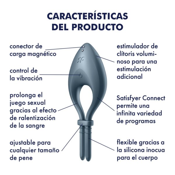 ANEL VIBRATÓRIO BULLSEYE COM APP SATISFYER AZUL ESCURO - Image 6