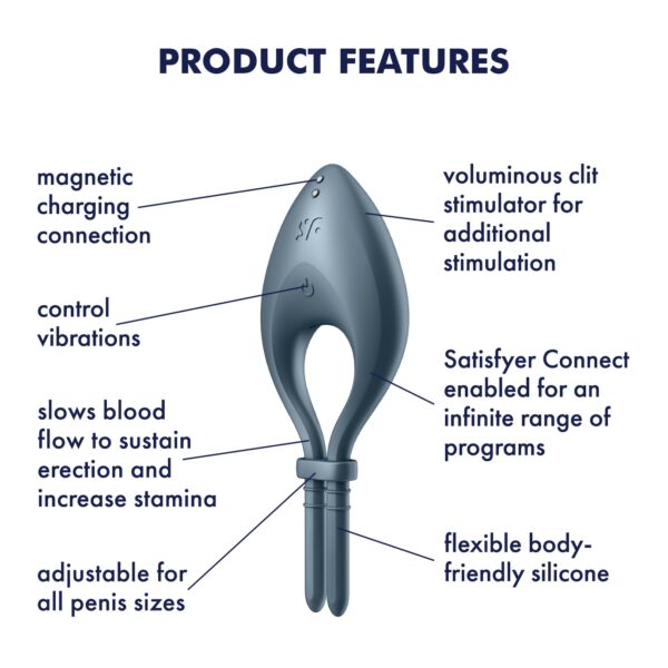 ANEL VIBRATÓRIO BULLSEYE COM APP SATISFYER AZUL ESCURO - Image 7