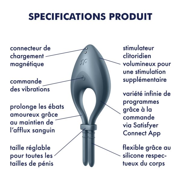 ANEL VIBRATÓRIO BULLSEYE COM APP SATISFYER AZUL ESCURO - Image 9