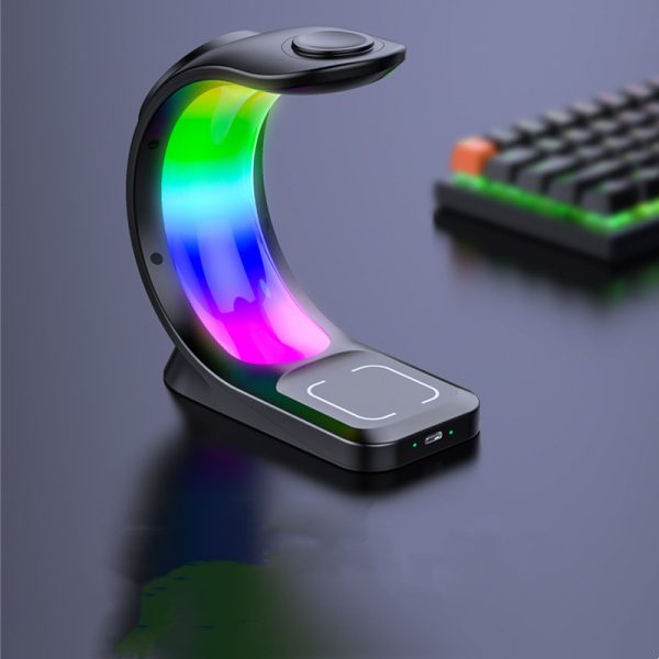 4 In 1 Magnetic Wireless Charger Fast Charging For Smart Phone Atmosphere Light Charging Station For Airpods Pro I-phone Watch - Imagen 5