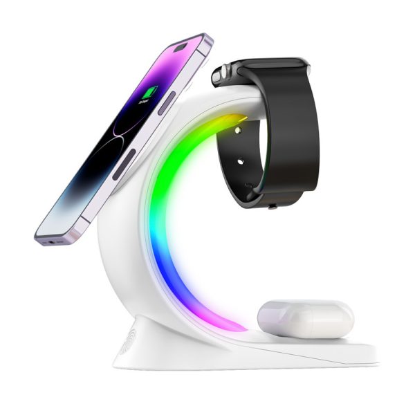 4 In 1 Magnetic Wireless Charger Fast Charging For Smart Phone Atmosphere Light Charging Station For Airpods Pro I-phone Watch - Imagen 7